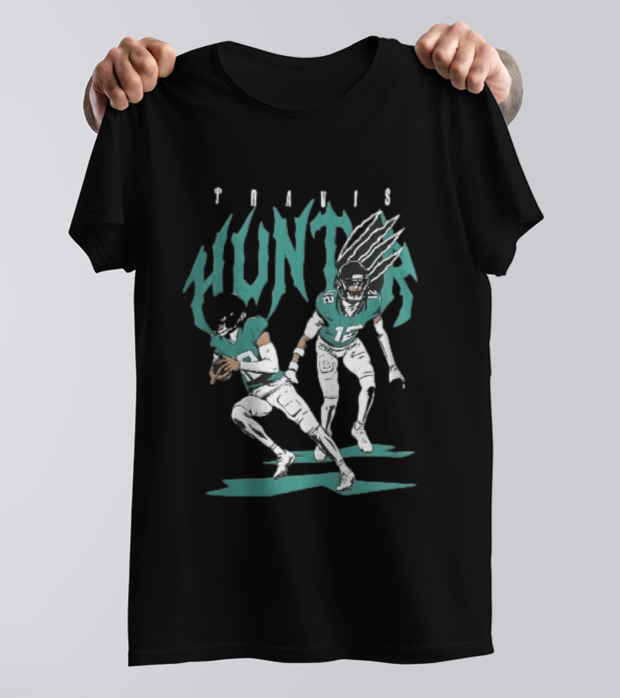 Travis Hunter Football Players Claw Marks Action Poses T-Shirt