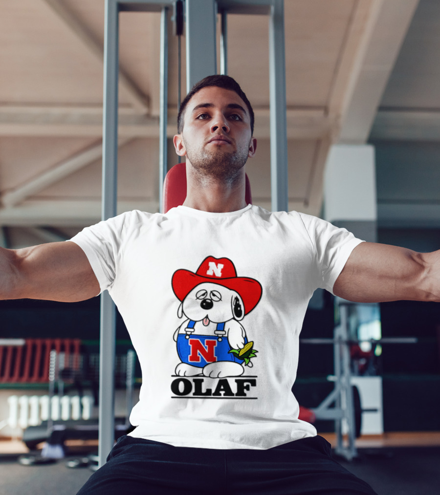 Nebraska Cornhuskers Olaf Dog In Overalls With Corn And Red Hat T-Shirt