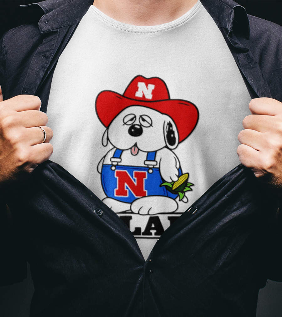 Nebraska Cornhuskers Olaf Dog In Overalls With Corn And Red Hat T-Shirt
