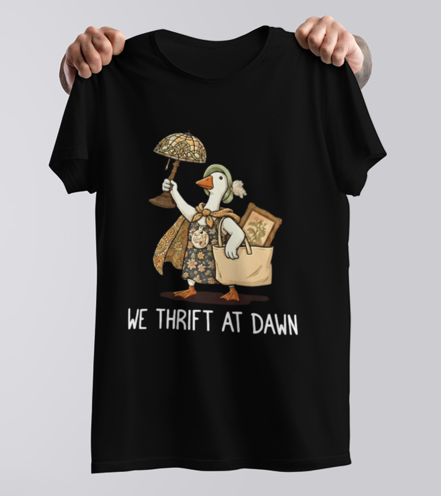 We Thrift At Dawn Vintage Goose With Lamp And Bag T-Shirt