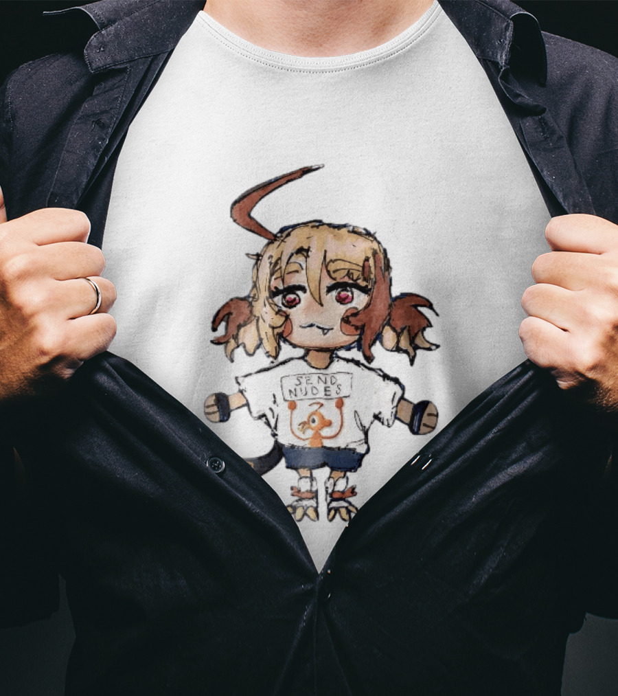Send Nudes Chibi Anime Orange Creature Sketch T-Shirt