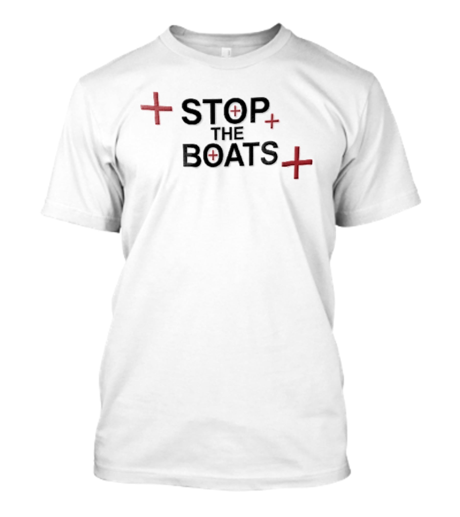 Stop The Boats Red Plus Sign T-Shirt
