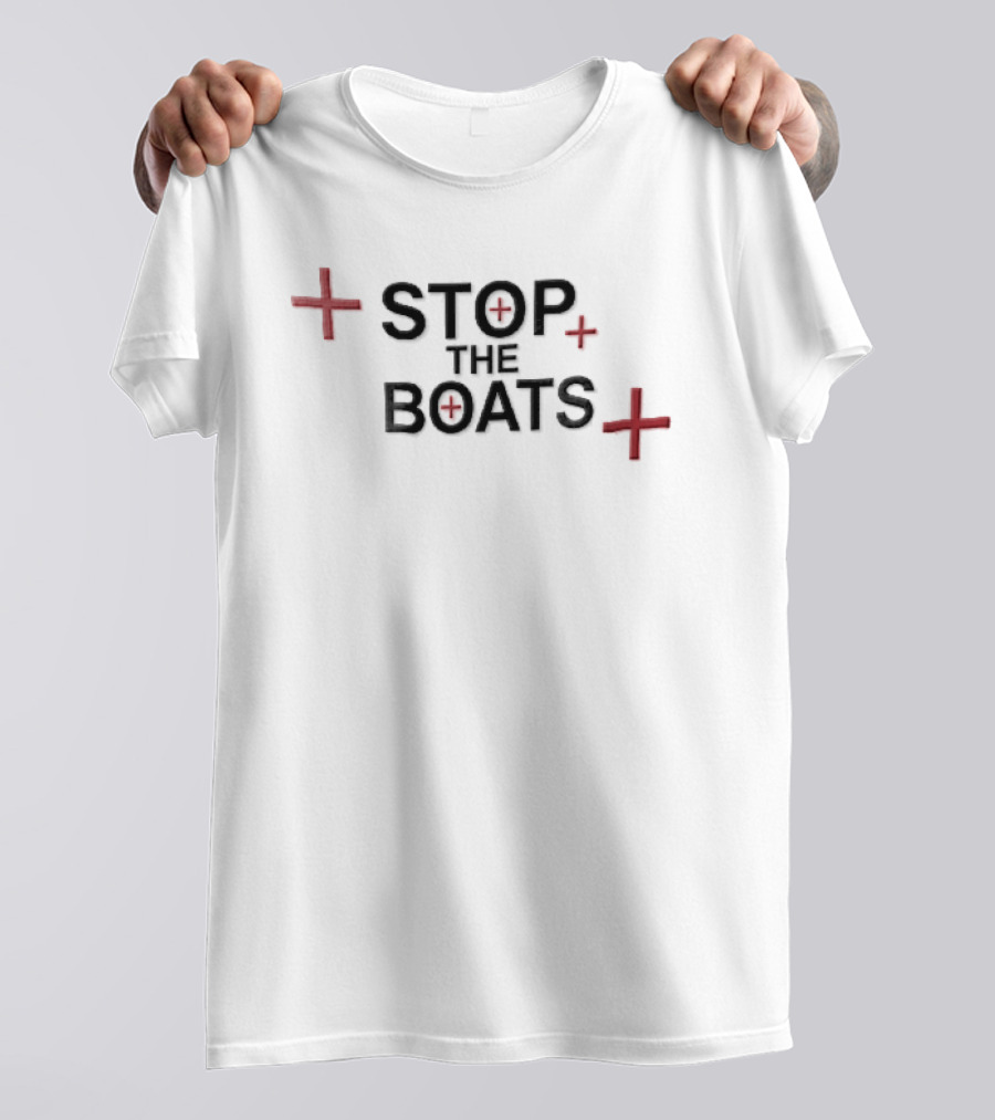 Stop The Boats Red Plus Sign T-Shirt