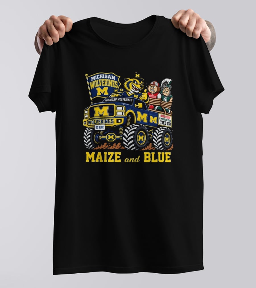 Michigan Wolverines Maize And Blue 2026 Ohio State And Michigan State Tied Up T-Shirt