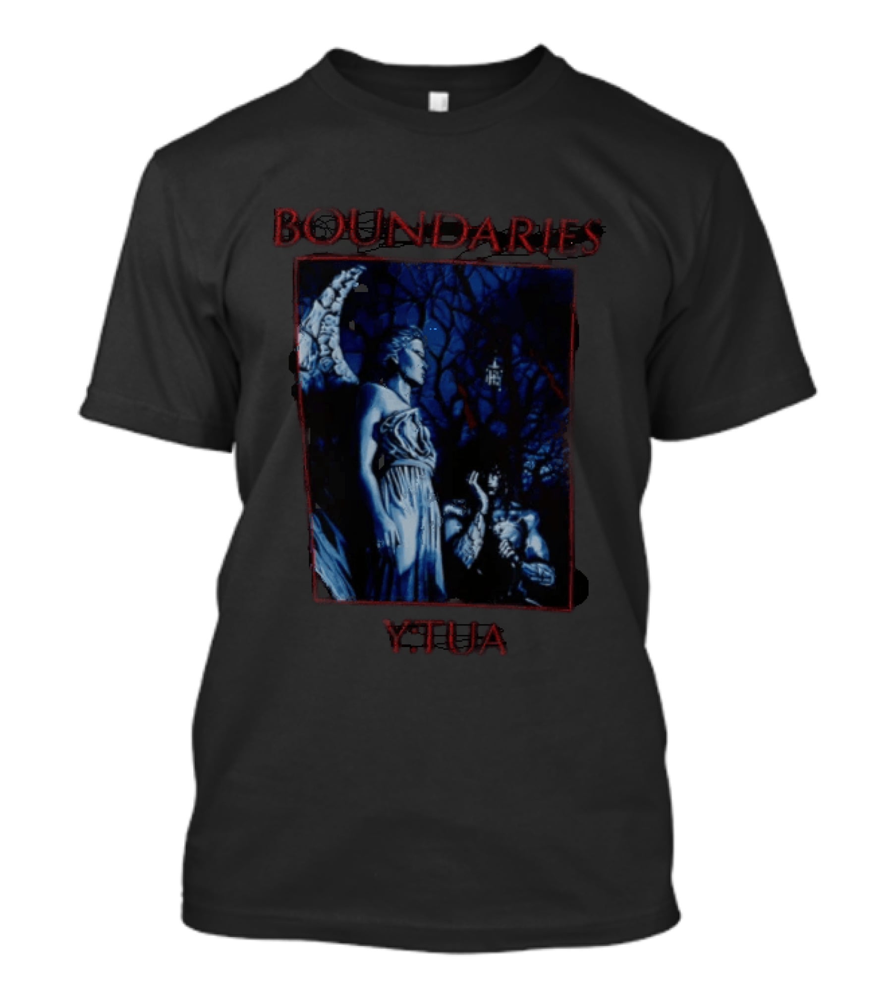 Boundaries YTUA Angel Statue And Dark Forest T-Shirt