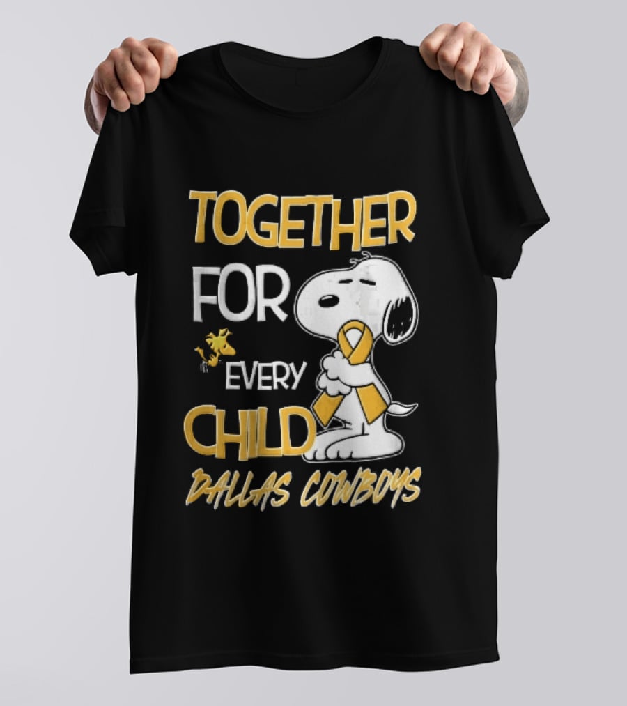 Dallas Cowboys Snoopy Woodstock Gold Ribbon Together For Every Child T-Shirt