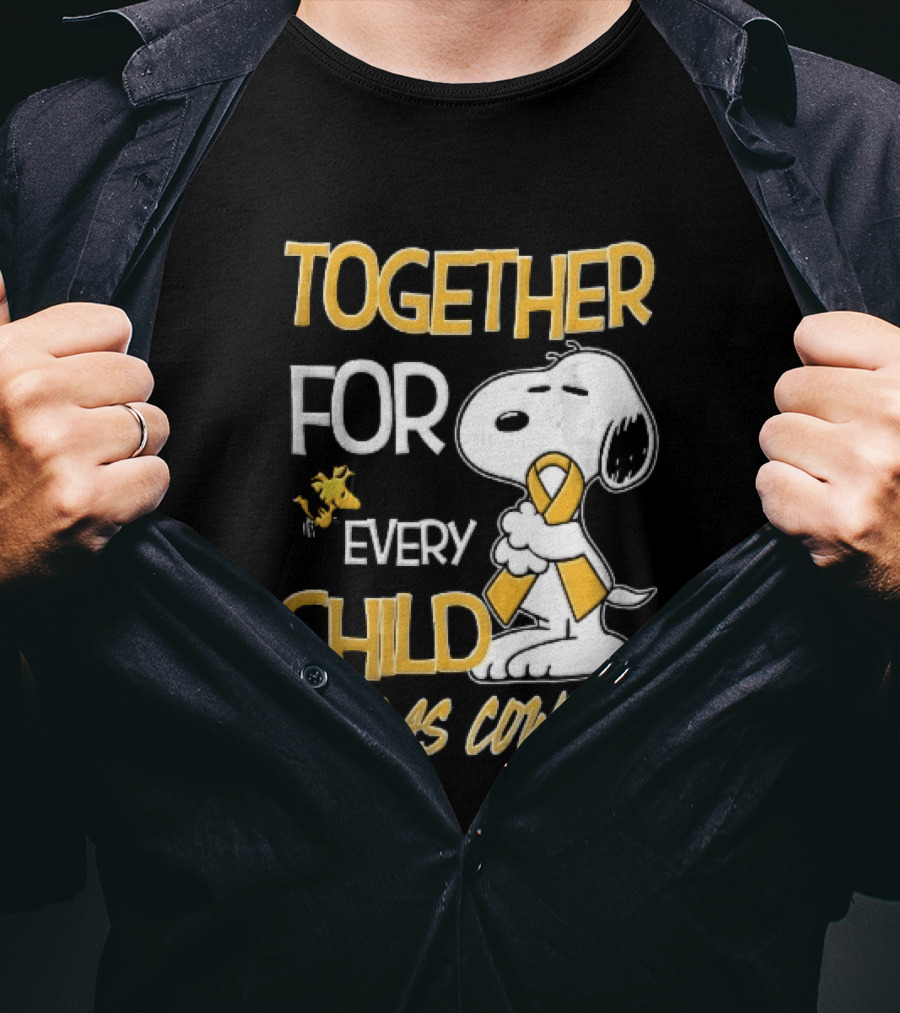 Dallas Cowboys Snoopy Woodstock Gold Ribbon Together For Every Child T-Shirt