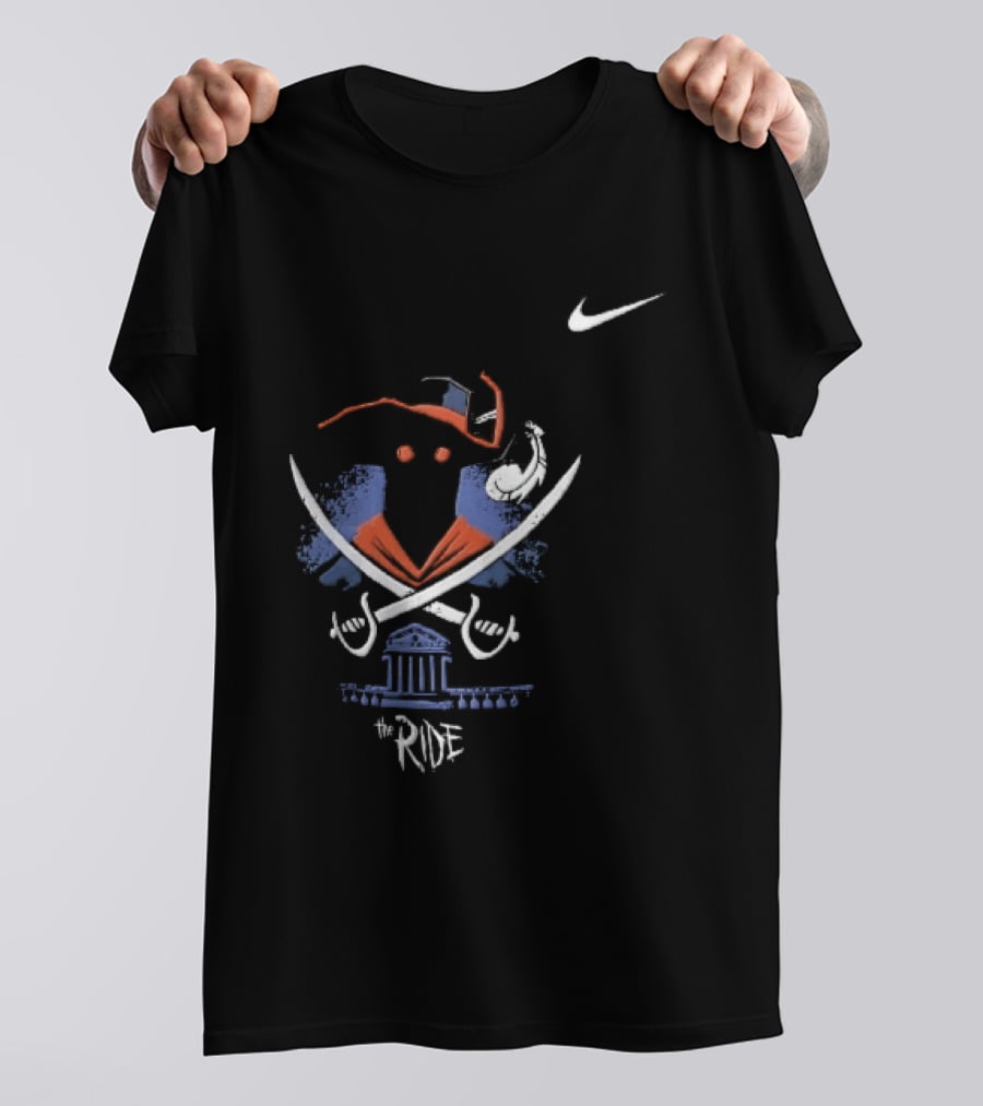 Nike Virginia Cavaliers The Ride Masked Silhouette Crossed Sabres Rotunda Building T-Shirt