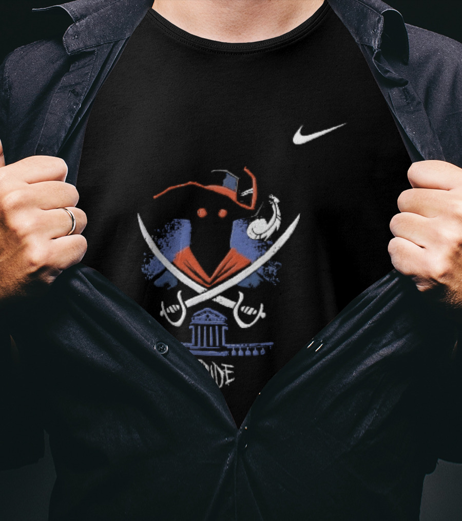 Nike Virginia Cavaliers The Ride Masked Silhouette Crossed Sabres Rotunda Building T-Shirt