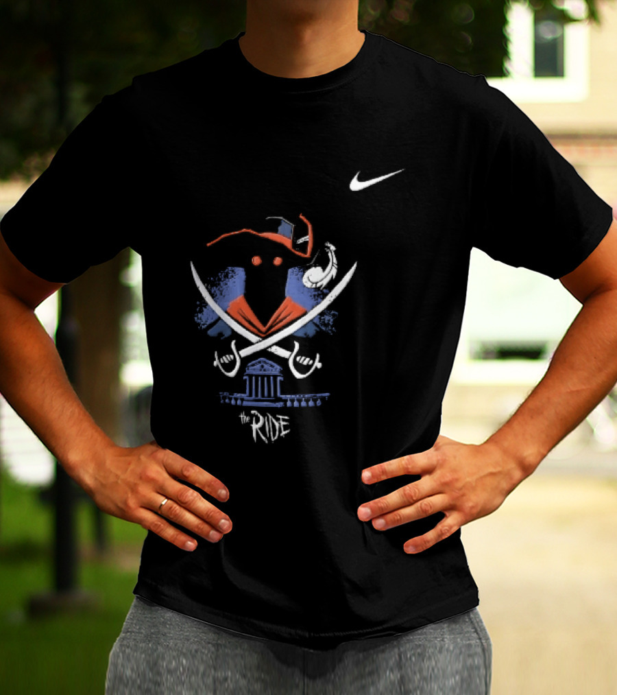 Nike Virginia Cavaliers The Ride Masked Silhouette Crossed Sabres Rotunda Building T-Shirt