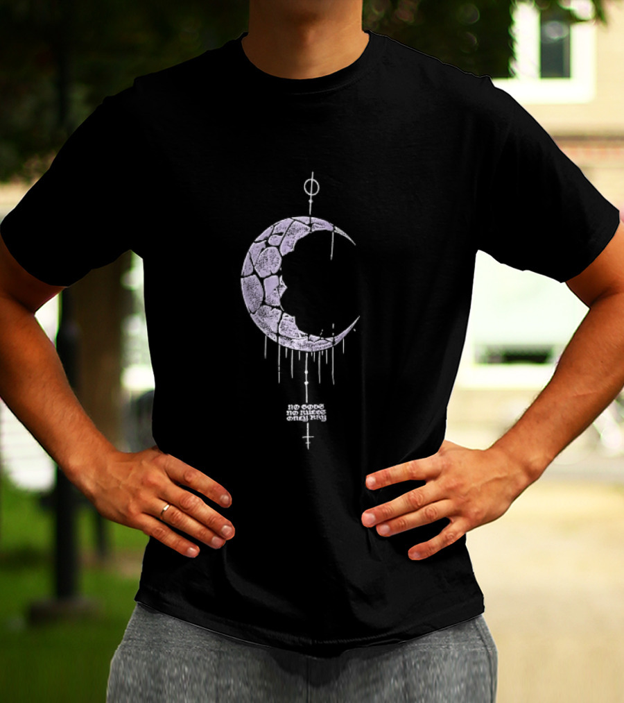 No Gods Rules Only Purple Cracked Crescent Moon T-Shirt