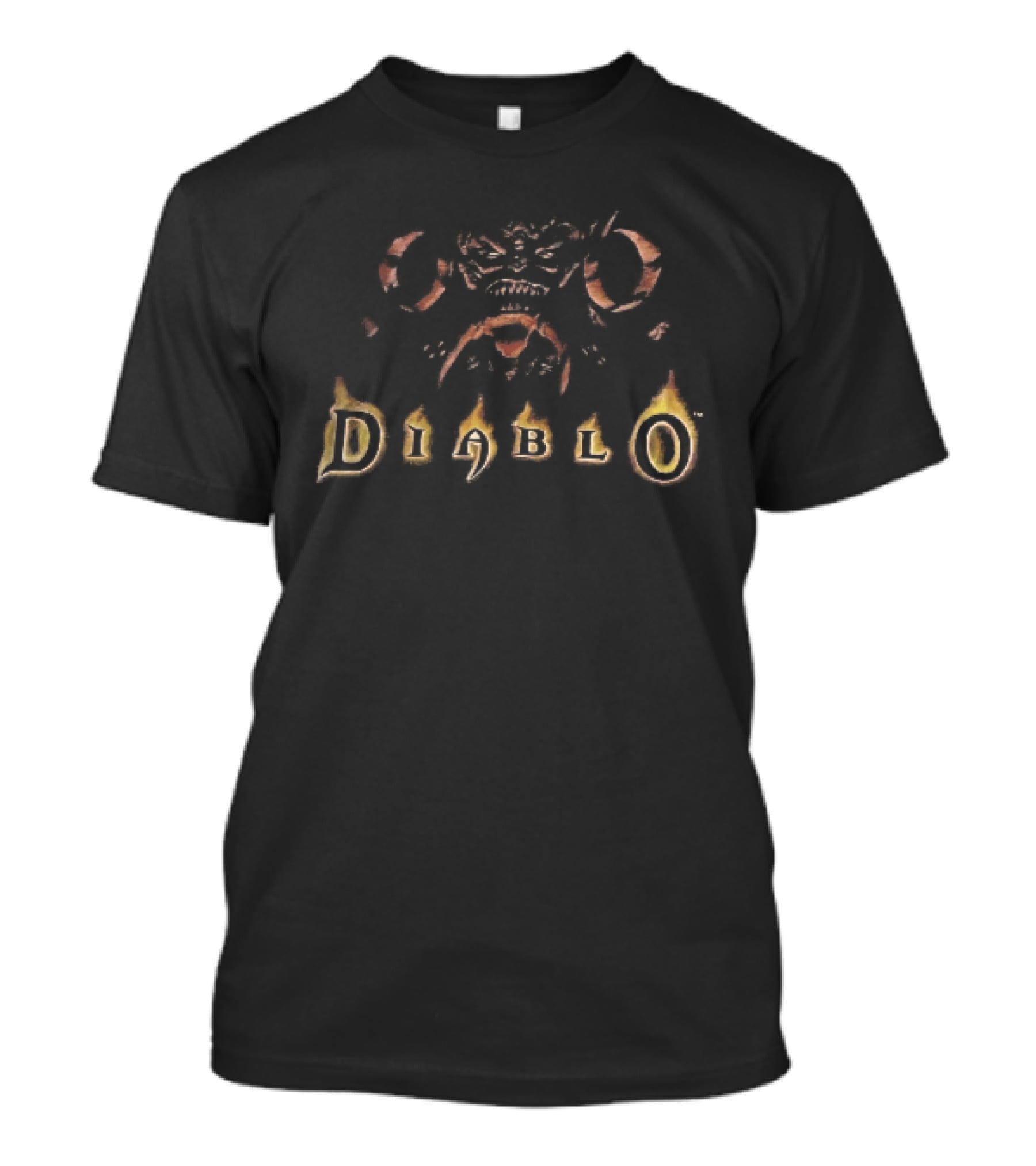 Diablo Distressed Crimson Flaming Demon Horned T-Shirt