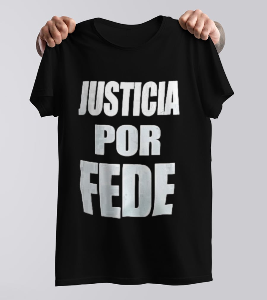 Justicia Por Fede White Block Lettering Marble T-Shirt