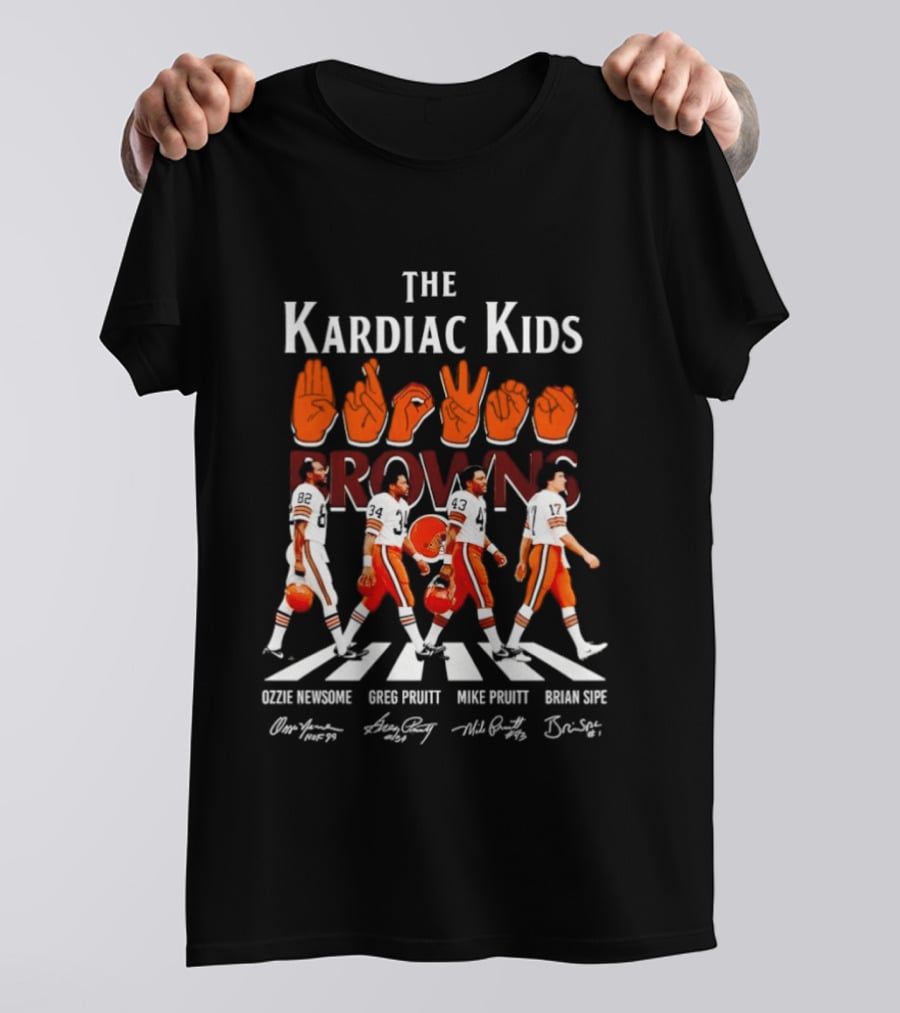 The Kardiac Kids Browns Ozzie Newsome Greg Pruitt Mike Pruitt Brian Sipe Abbey Road T-Shirt