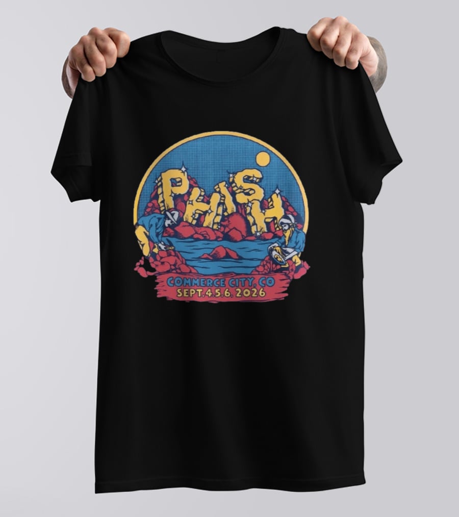 Phish Commerce City CO Sept 4 6 2026 Event Logo With Scenic Mountain And Water T-Shirt