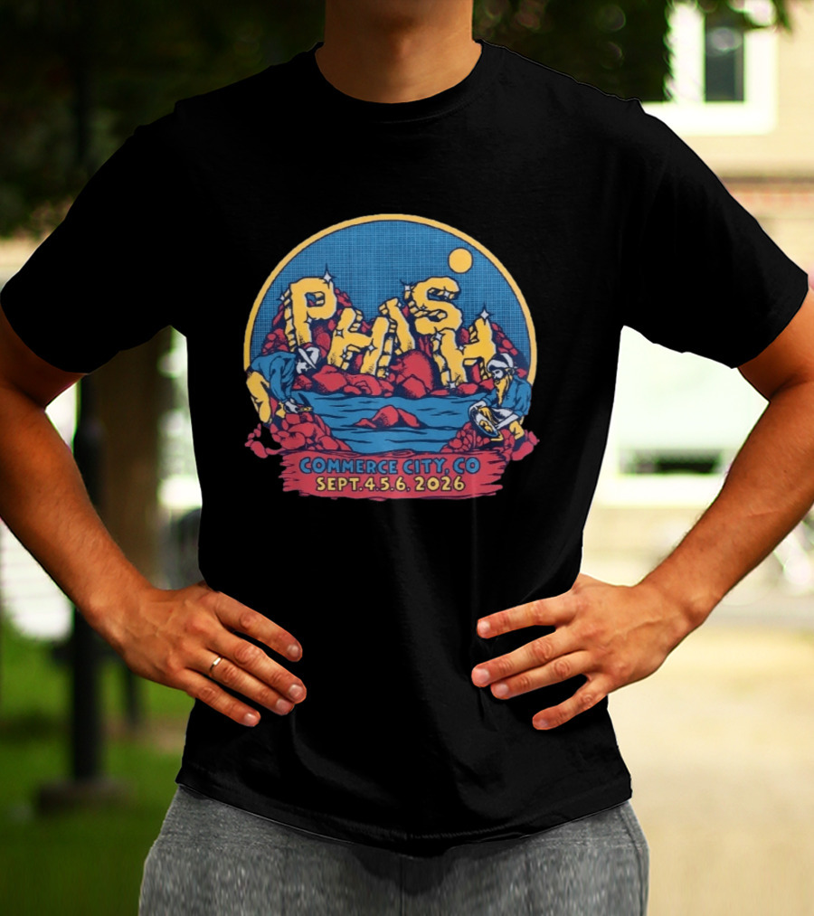 Phish Commerce City CO Sept 4 6 2026 Event Logo With Scenic Mountain And Water T-Shirt