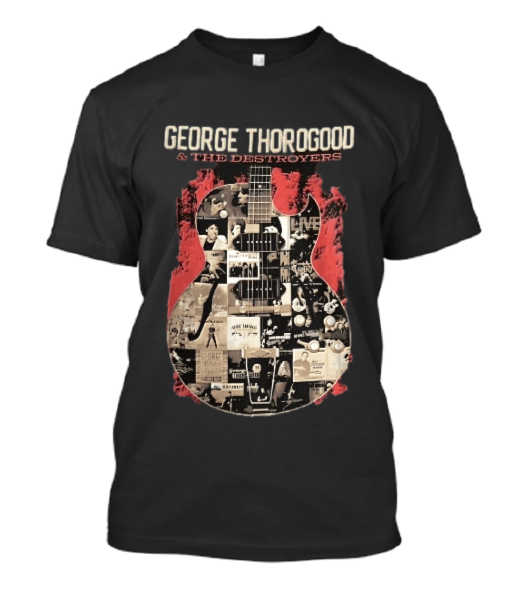 George Thorogood And The Destroyers Album Covers Guitar Collage Red Splash T-Shirt