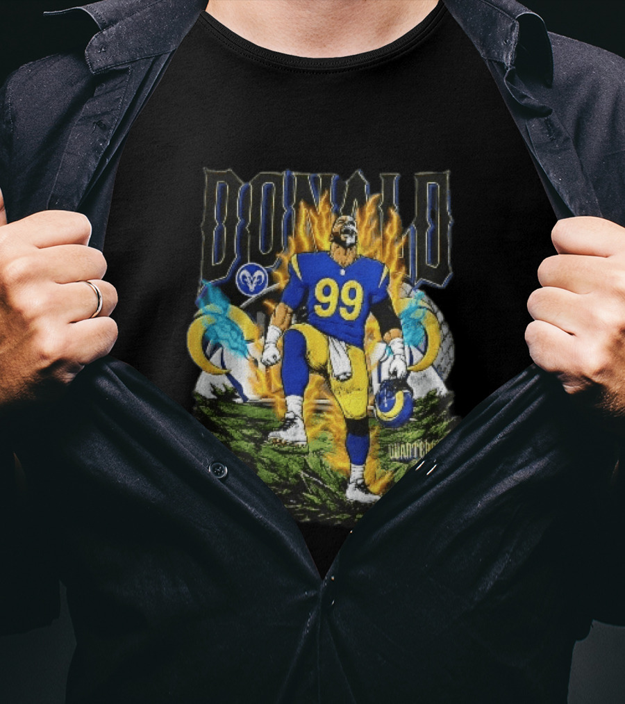 Los Angeles Rams Donald Fiery Aura Number 99 Quarterbacks Fear T-Shirt