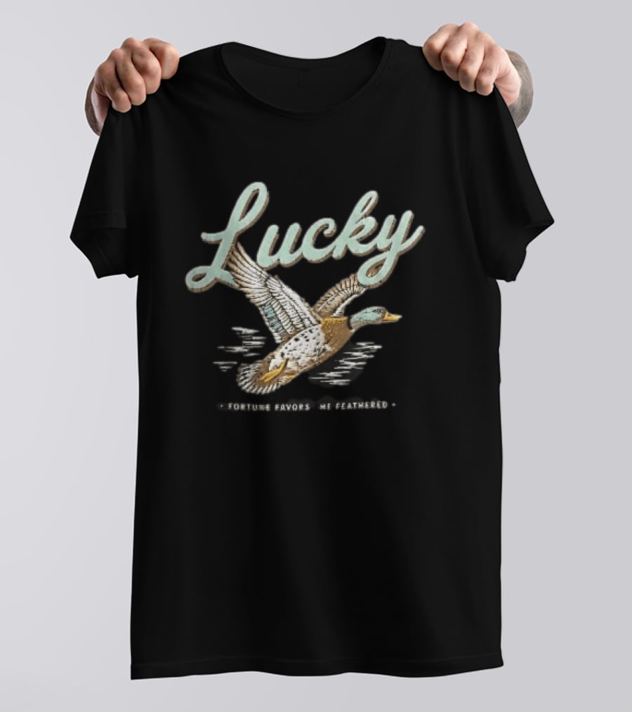Lucky Fortune Favors The Feathered Flying Mallard Duck T-Shirt