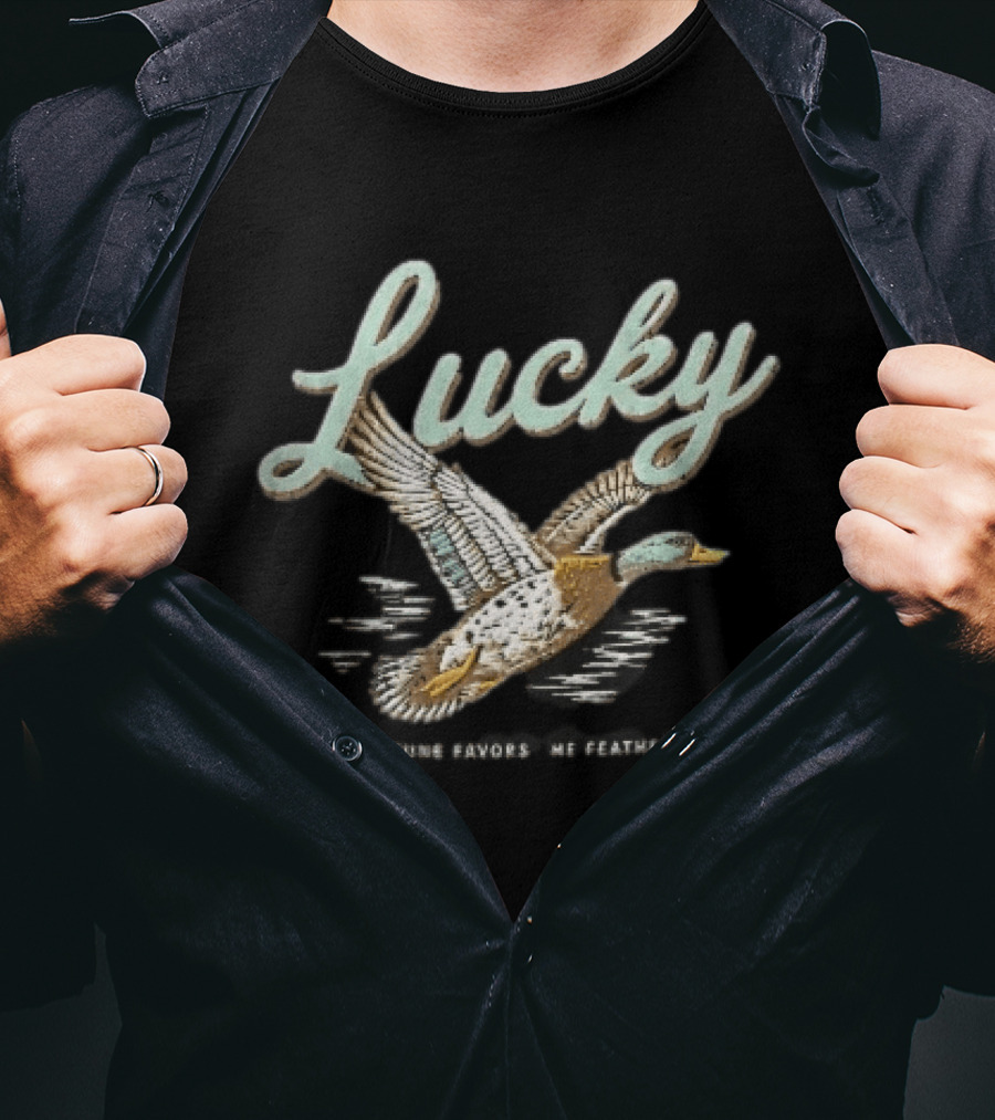 Lucky Fortune Favors The Feathered Flying Mallard Duck T-Shirt