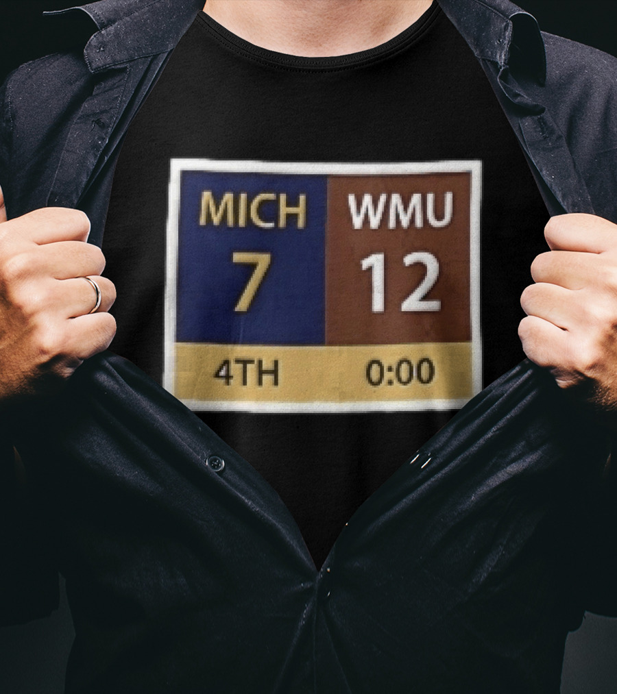 Mich 7 Wmu 12 4th 0 00 Football Game Scoreboard T-Shirt
