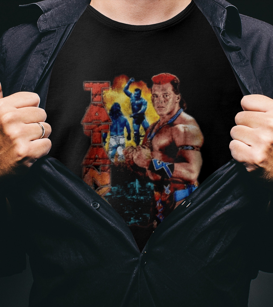 Tatanka Wrestling Legend Muscle Warrior Pose Action T-Shirt