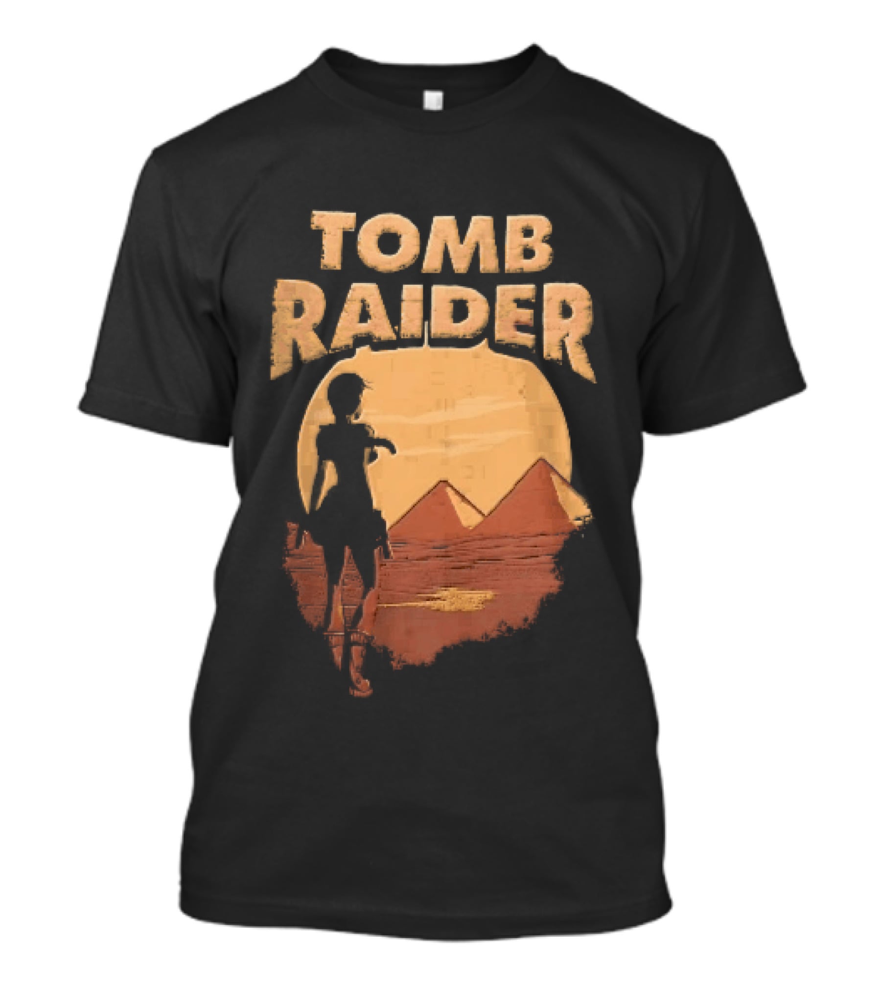 Tomb Raider Lara Croft Pyramids Desert Sunset Scene T-Shirt