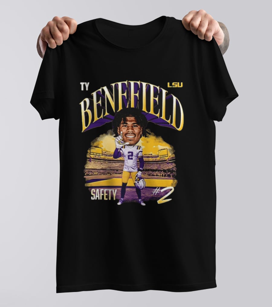 Ty Benefield LSU Football Safety #2 Caricature Stadium T-Shirt