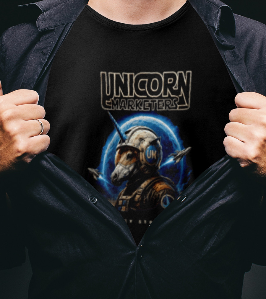 Unicorn Marketers Astronaut Space Adventure The Agency Strikes Out T-Shirt