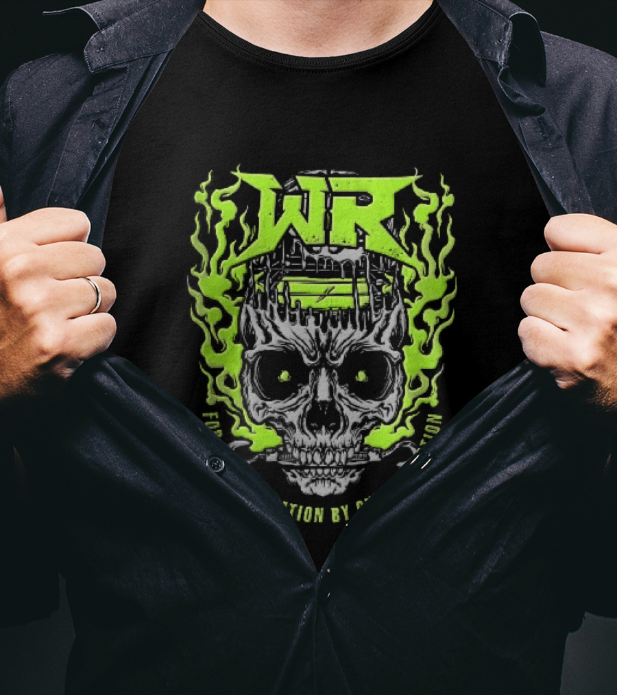Neon Green Flames Skull WR Wrestling Ring For Our Generation T-Shirt