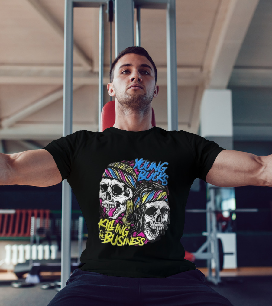 Young Bucks Killing The Business Neon Skulls Bandanas T-Shirt