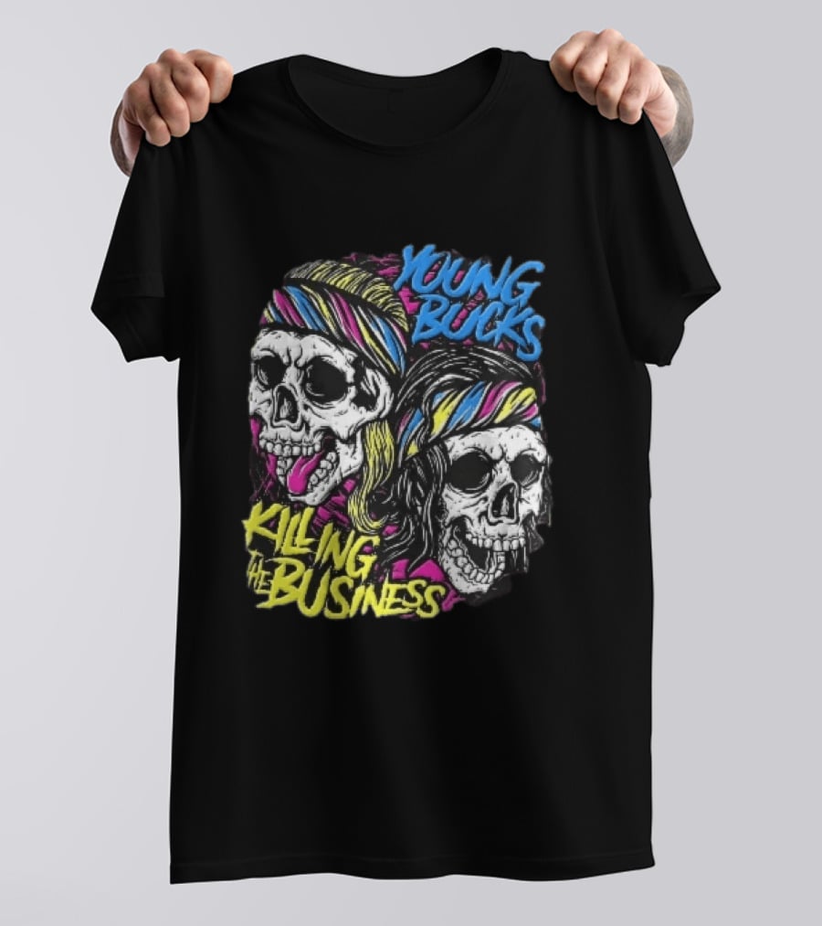 Young Bucks Killing The Business Neon Skulls Bandanas T-Shirt