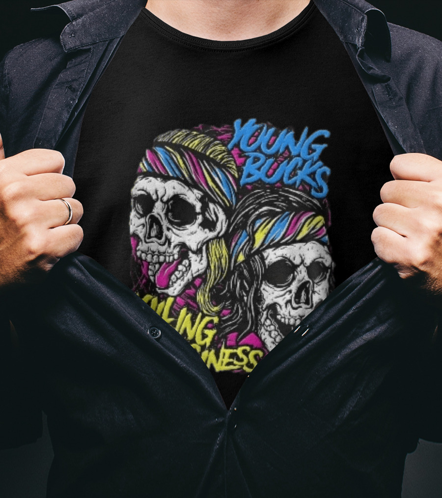 Young Bucks Killing The Business Neon Skulls Bandanas T-Shirt