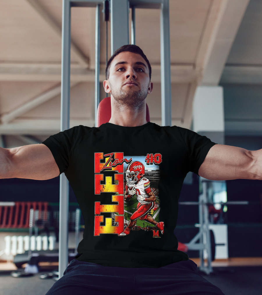 Zion #0 Maryland Terrapins NCAA Football Player Caricature T-Shirt