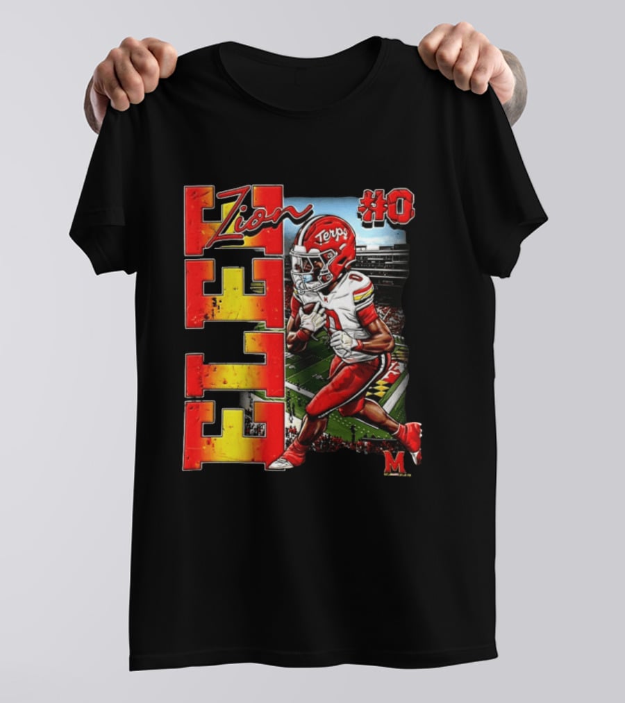Zion #0 Maryland Terrapins NCAA Football Player Caricature T-Shirt