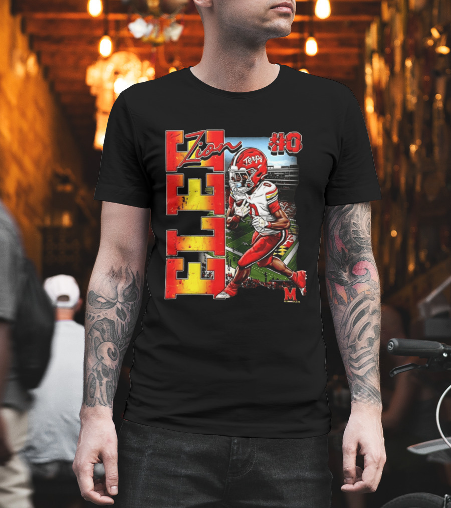 Zion #0 Maryland Terrapins NCAA Football Player Caricature T-Shirt