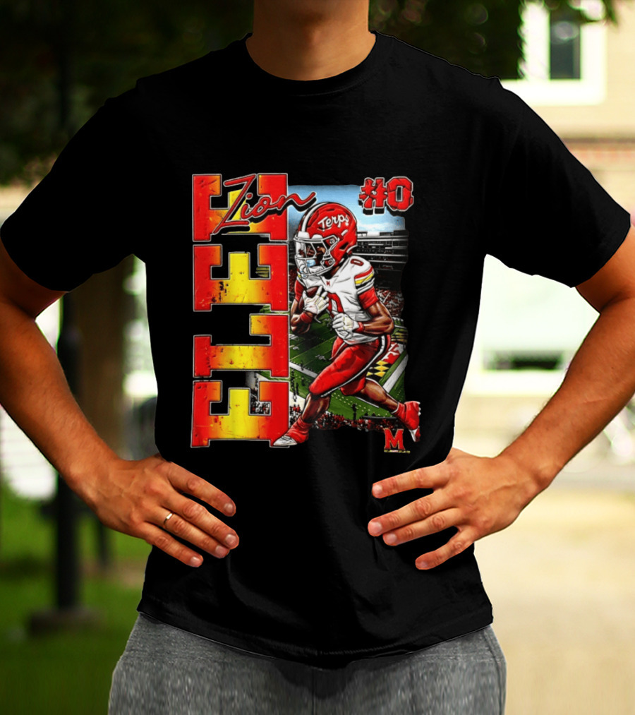 Zion #0 Maryland Terrapins NCAA Football Player Caricature T-Shirt