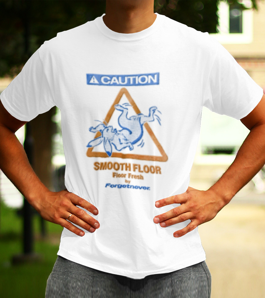 Caution Smooth Floor Forgetnever Rabbit Falling T-Shirt