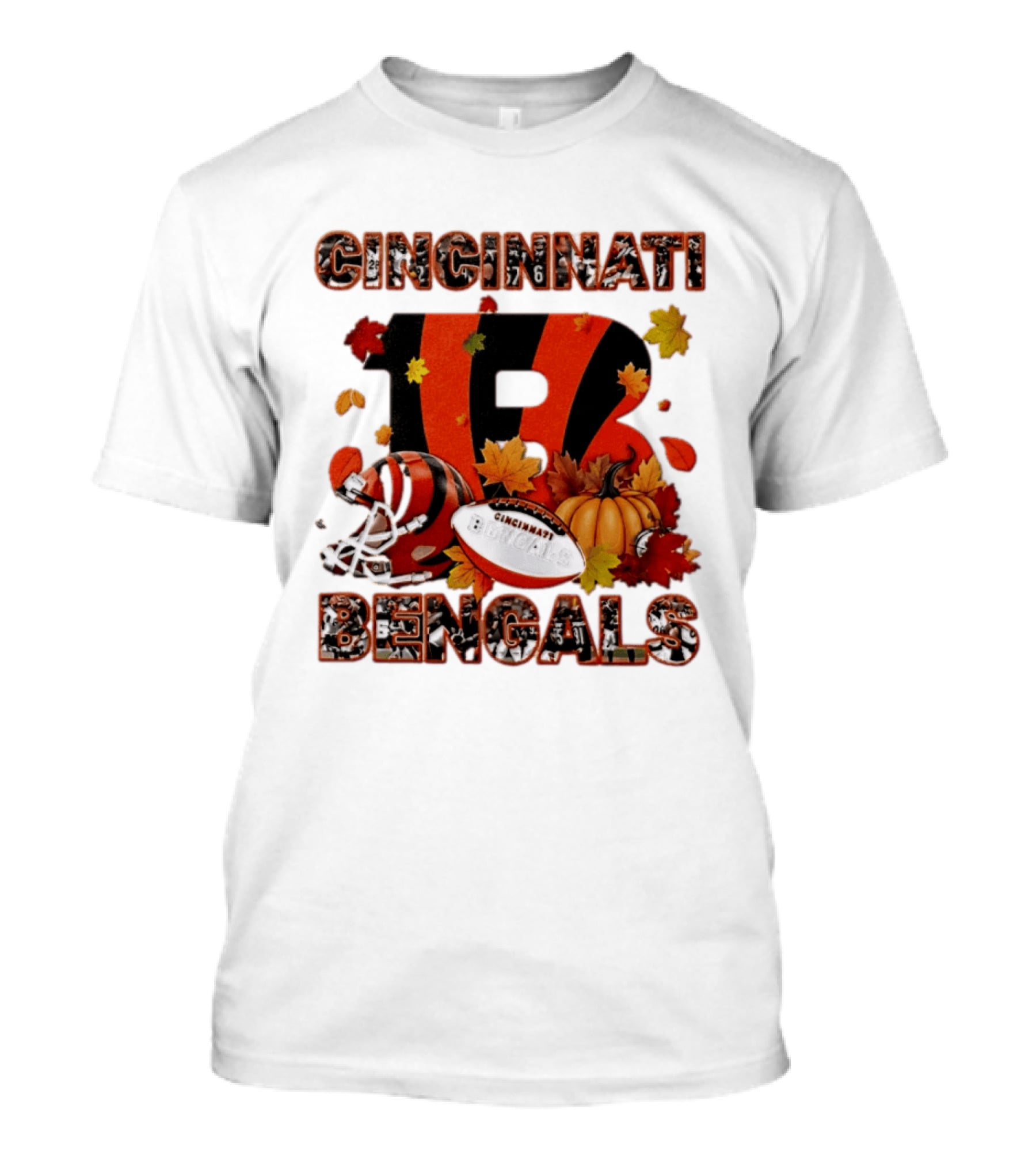 Cincinnati Bengals Autumn Fall Pumpkin Football 2026 Halloween T-Shirt