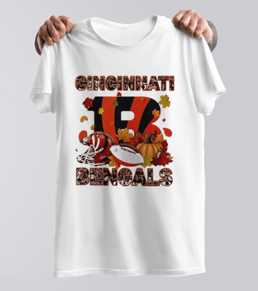 Cincinnati Bengals Autumn Fall Pumpkin Football 2026 Halloween T-Shirt