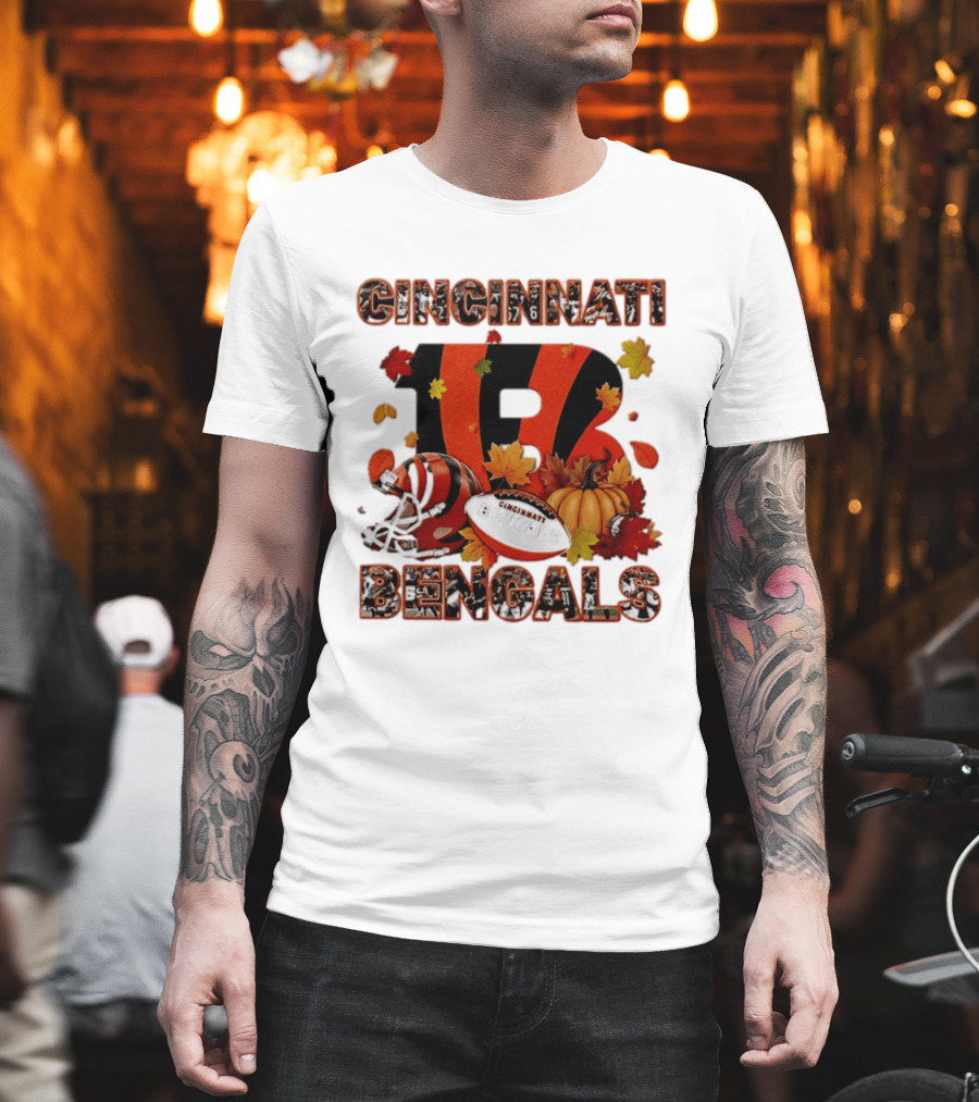 Cincinnati Bengals Autumn Fall Pumpkin Football 2026 Halloween T-Shirt