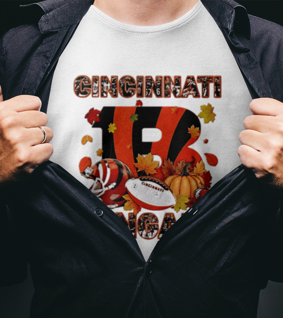 Cincinnati Bengals Autumn Fall Pumpkin Football 2026 Halloween T-Shirt