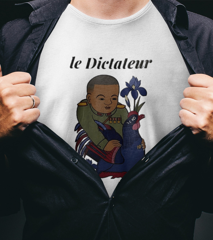 Le Dictateur Sportsbook 2026 Military Officer Cartoon French Rooster Iris Flowers T-Shirt