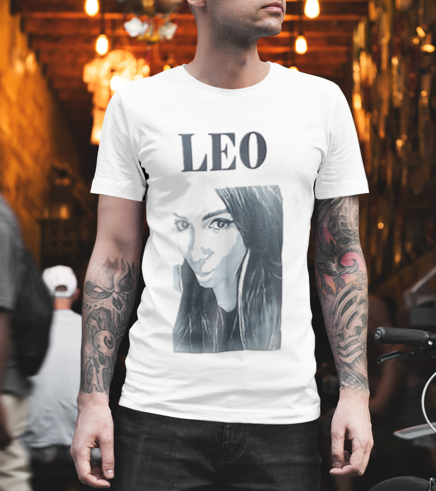 Leo Woman Long Hair Monochromatic Selfie Close Up T-Shirt