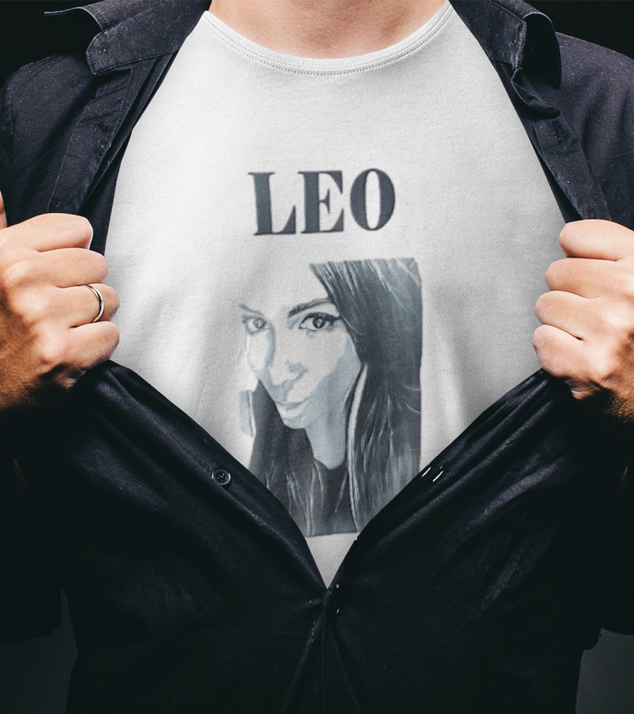 Leo Woman Long Hair Monochromatic Selfie Close Up T-Shirt