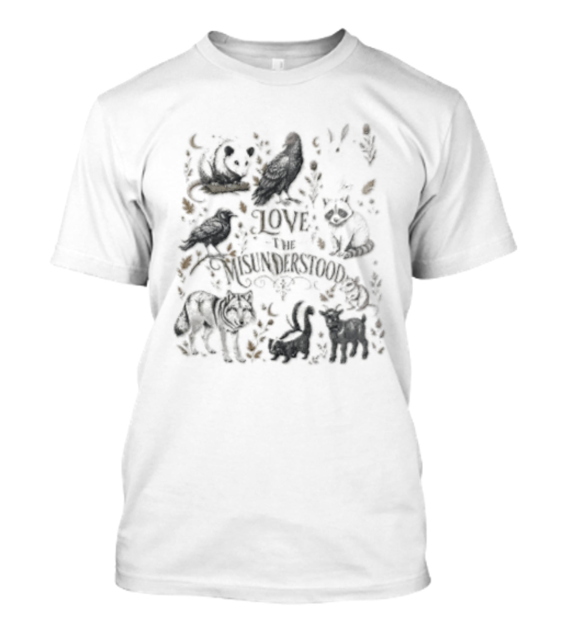 Love The Misunderstood Woodland Creatures Bear Fox Bird Rabbit Squirrel T-Shirt