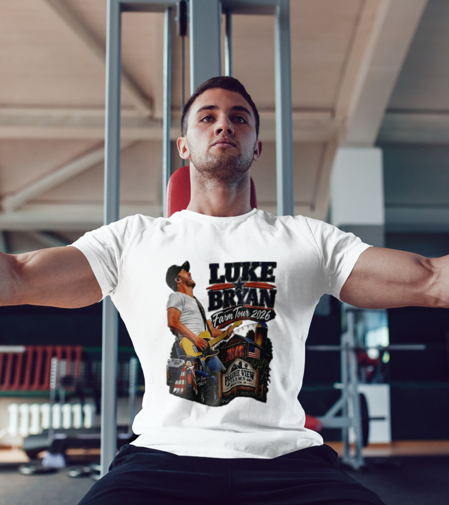 Luke Bryan Farm Tour 2026 Prairie View Farms Brookston IN Pickup Truck Barn Scene T-Shirt