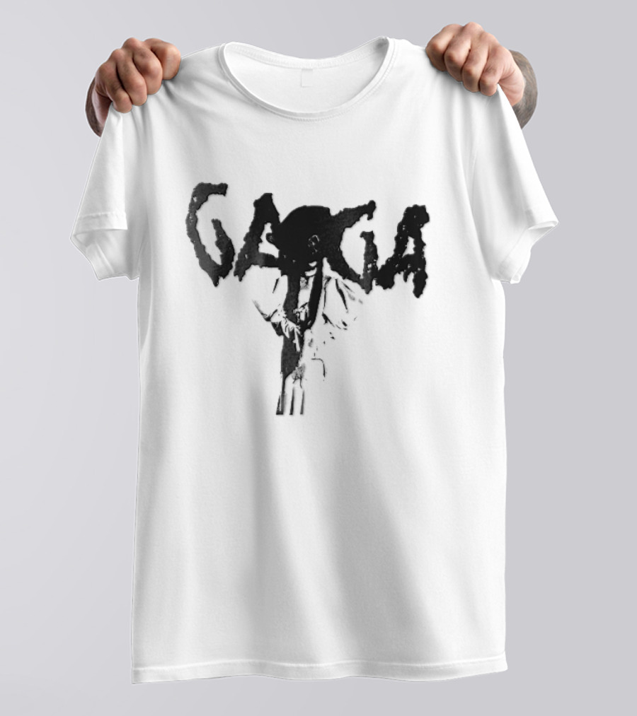 Gaga Halftone Wide Brimmed Hat Dripping Font Bootleg T-Shirt