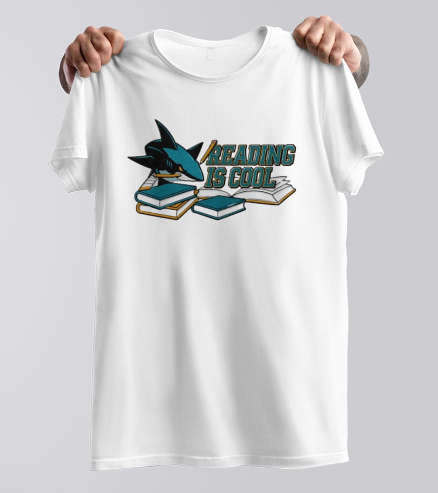 San Jose Sharks Reading Is Cool Books And Shark With Pencil T-Shirt