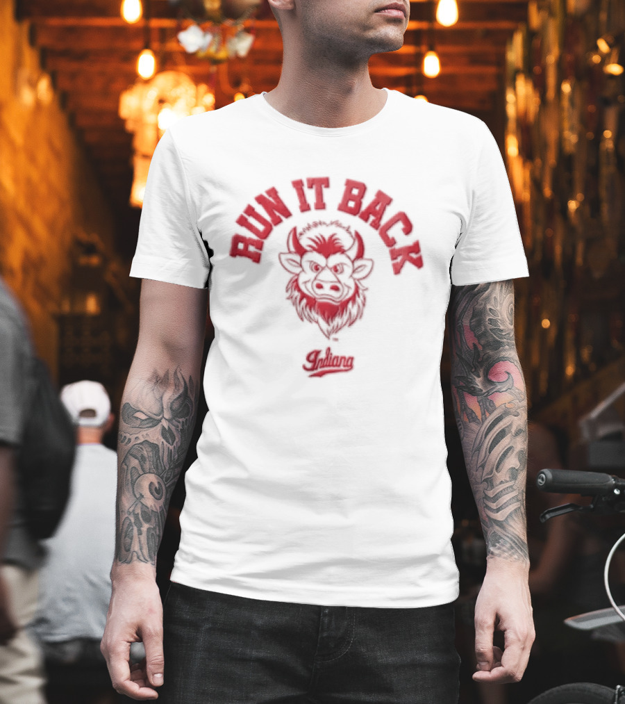 Run It Back Indiana Football Bold Red Bull T-Shirt